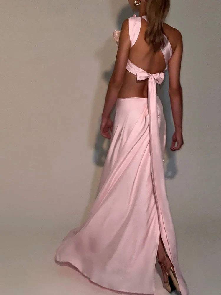 Adelina Sequin Flower Maxi Skirt Set