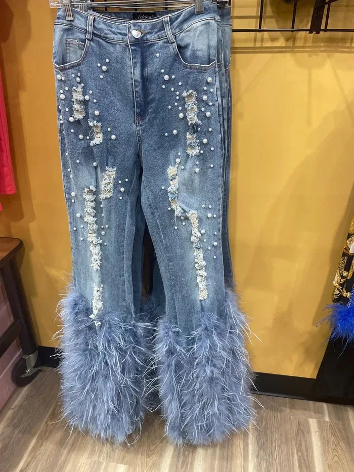 Cynthia Flare Feather Jeans