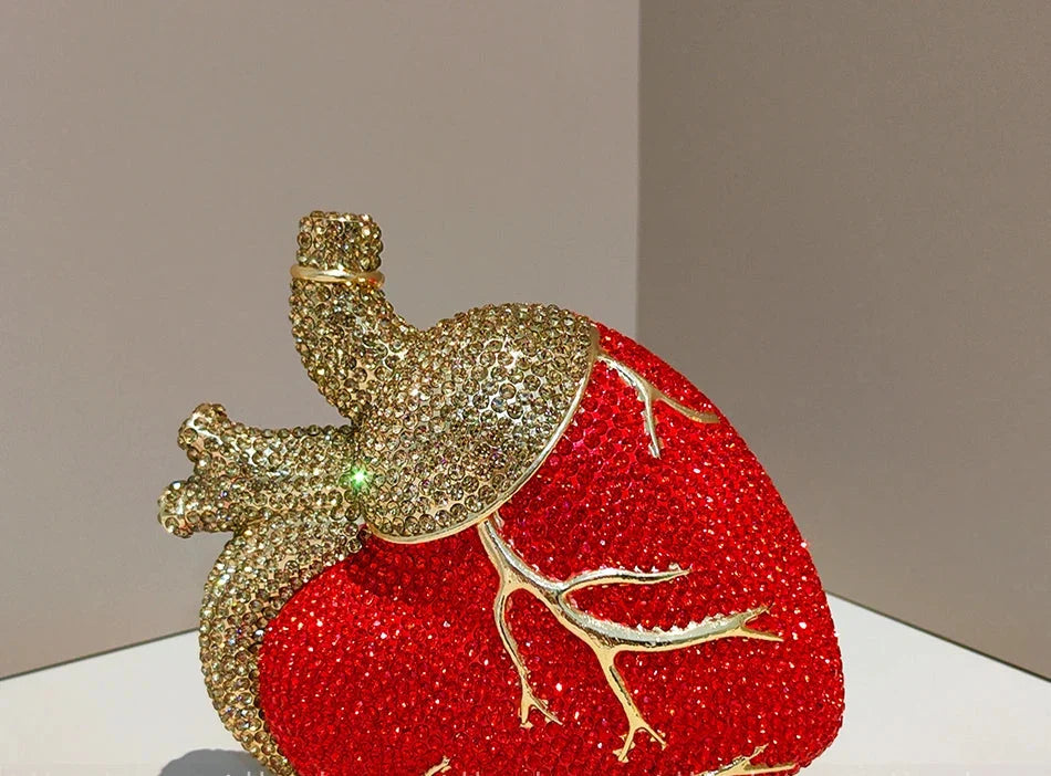 Heart Rhinestone Clutch Bag
