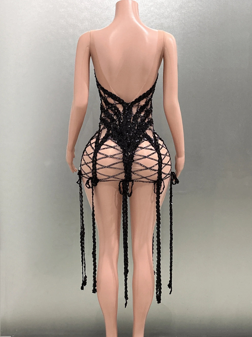 Goddess Sequin Embroidered Mini Dress