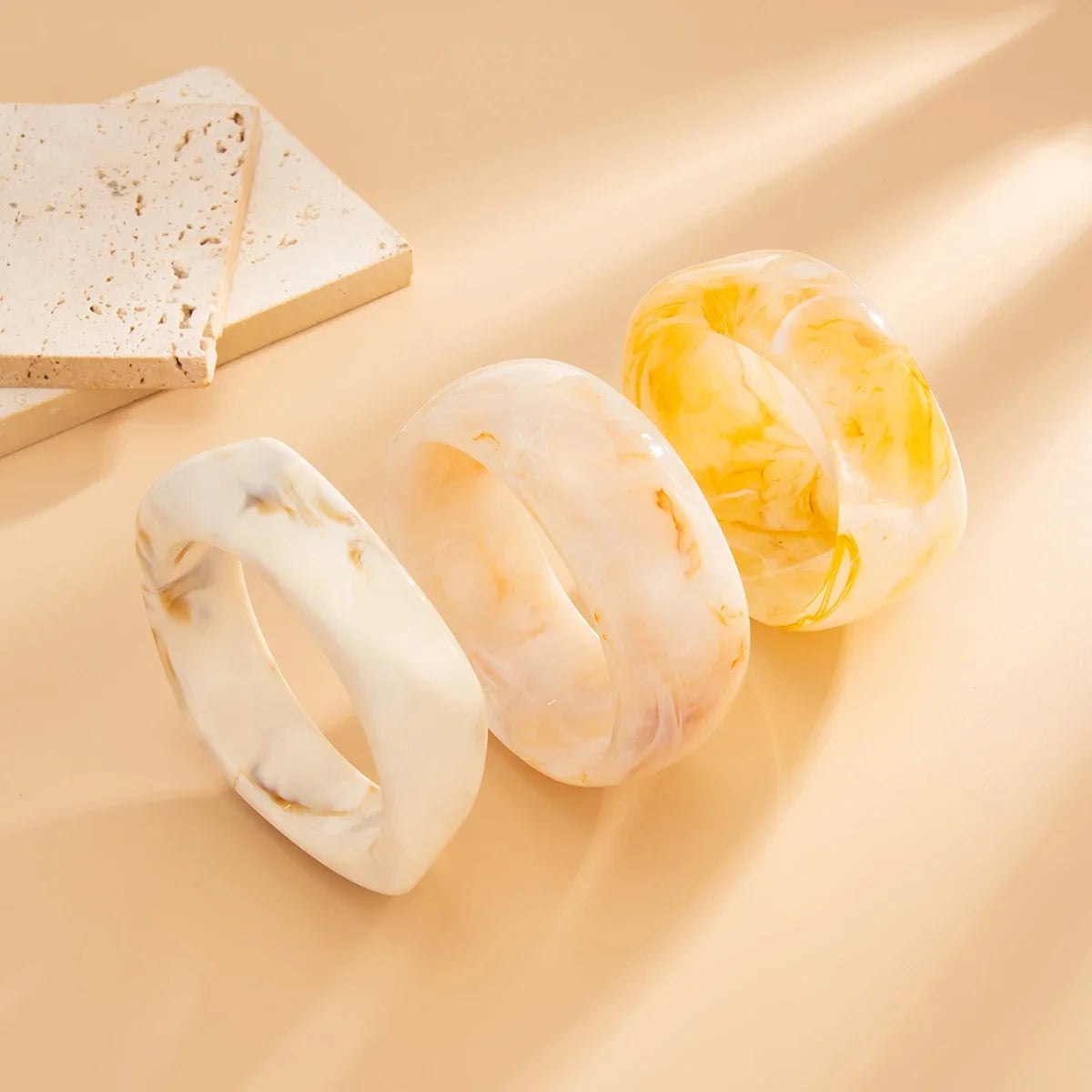 3Pcs Vintage Resin Bangle Bracelet