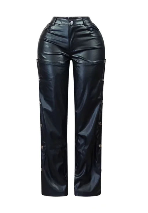 Leather Cutout Pants