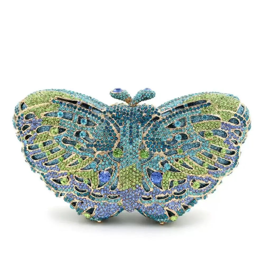 Butterfly Shaped Rhinestone Clutch Bag