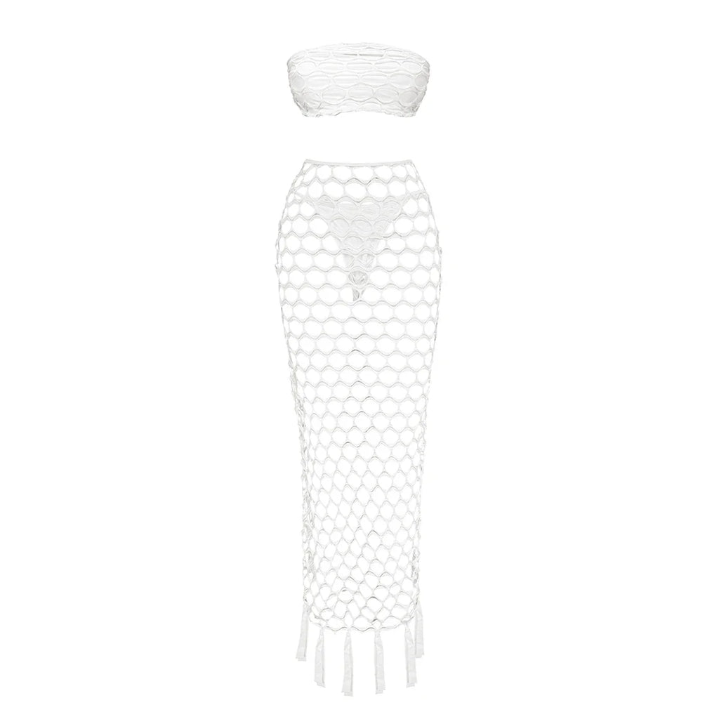 Lilithia Crochet Knit Bikini Skirt Set