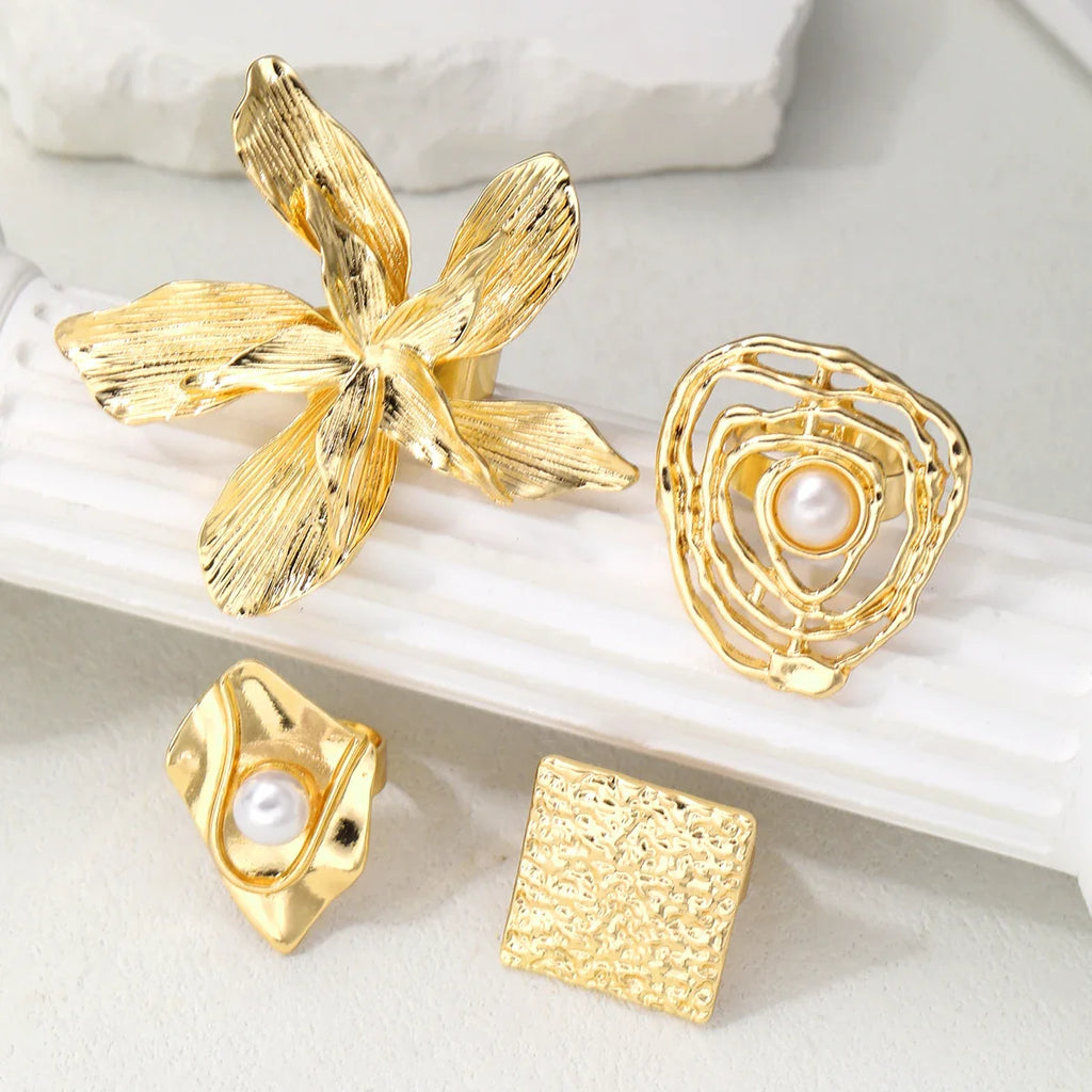4pcs Chunky Vintage Ring Set