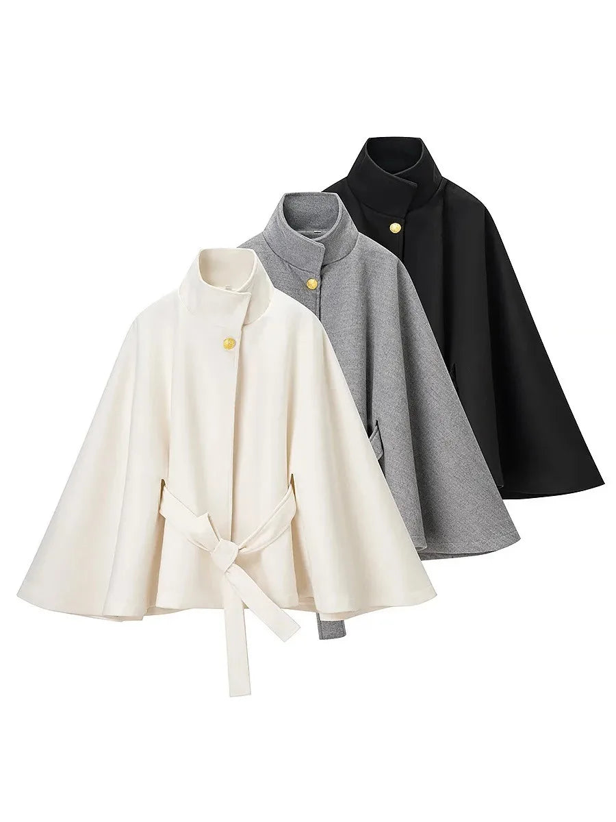 Luxurious Wool Stand Collar Coat