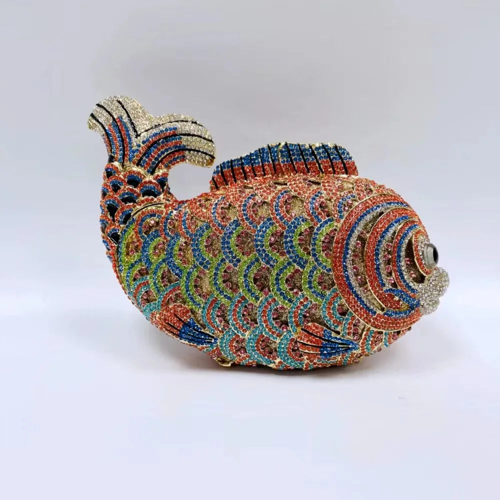 Fish Rhinestone Clutch Bag