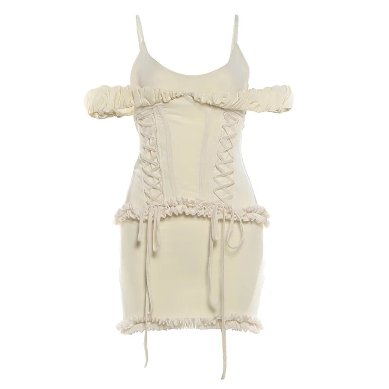 Neka Ruffles Mesh Mini Dress