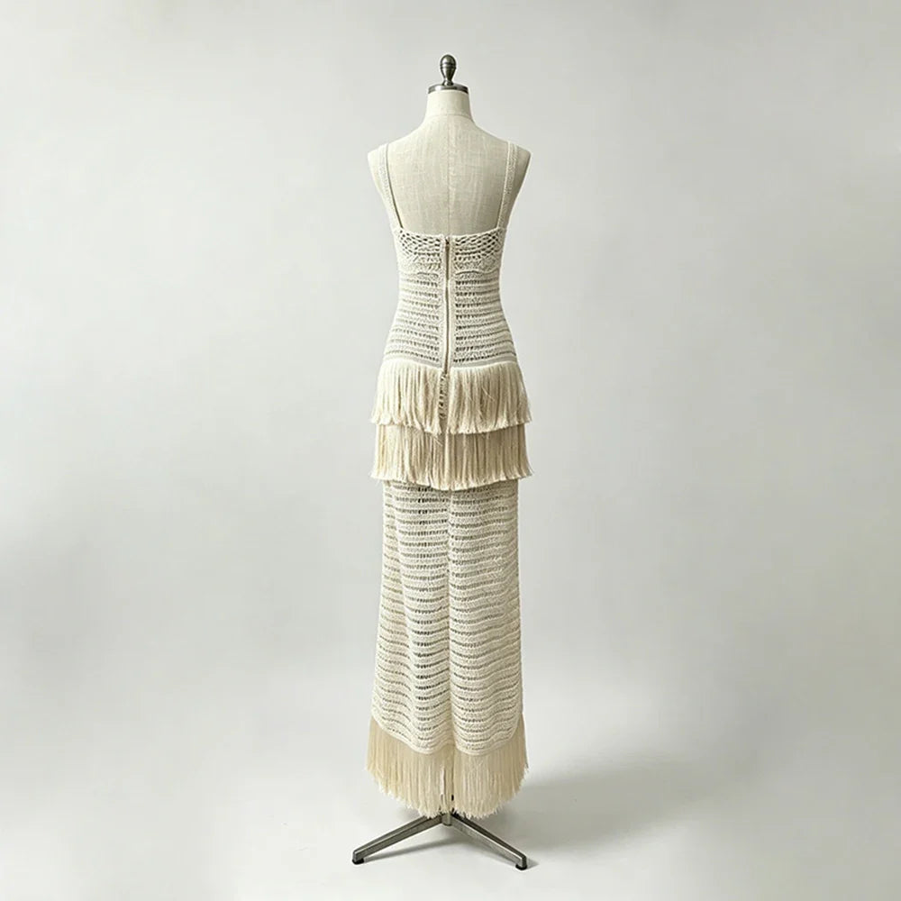 Dolores Knitted Fringe Maxi Dress