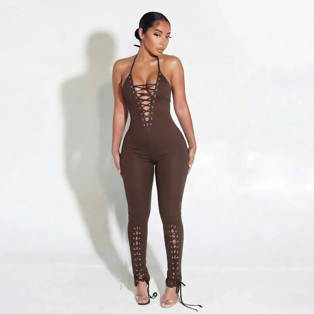 Olina Lace Up Jumpsuit