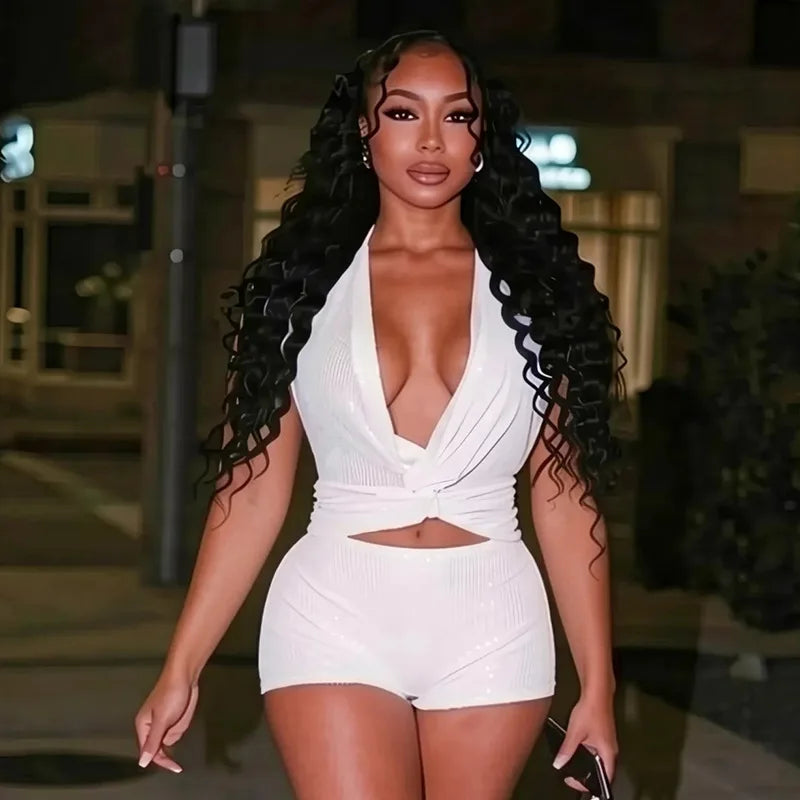 Amina Sequin Short Set