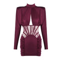Burgundy Satin Corset Ruched Dress