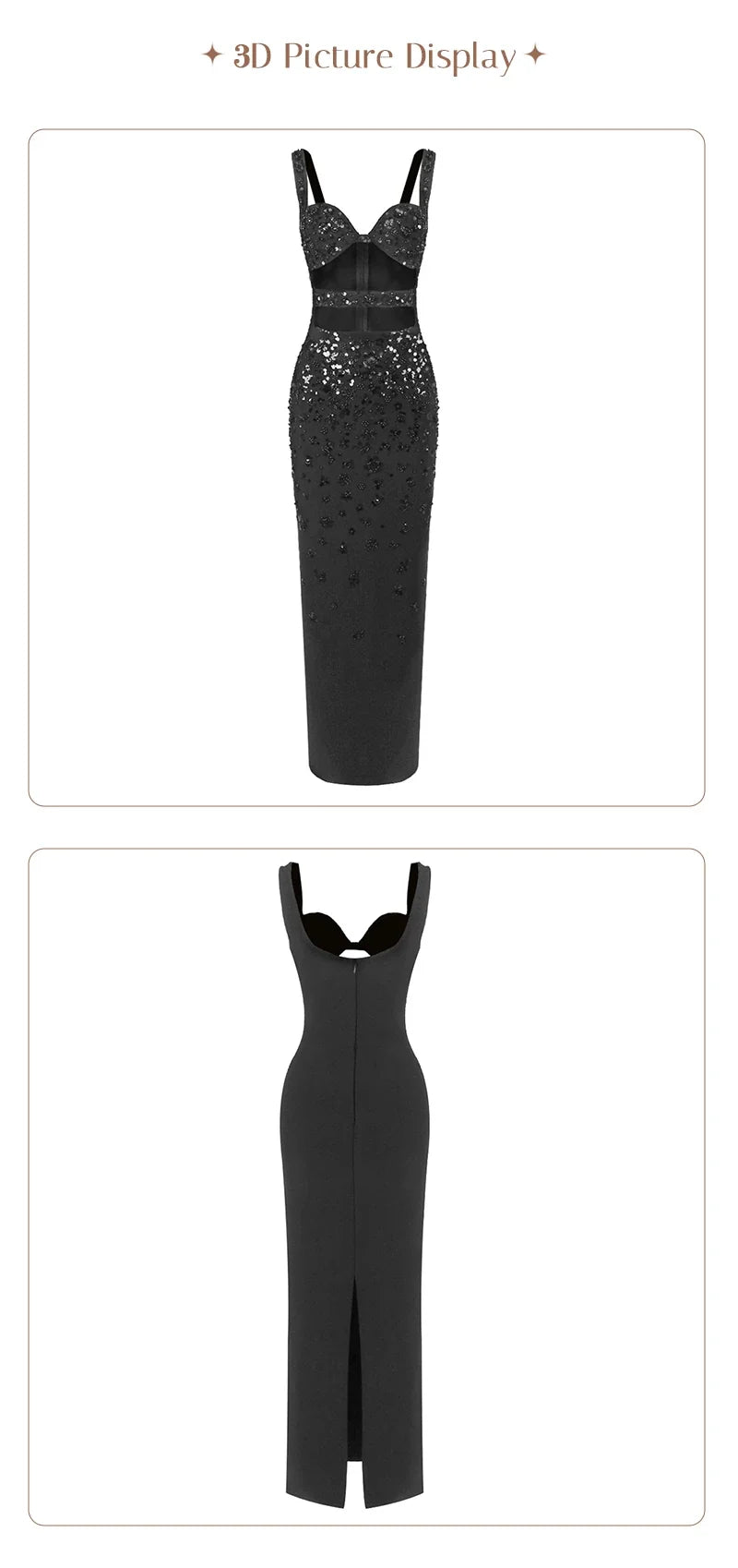 Luxury Sequins Cutout Maxi Dress