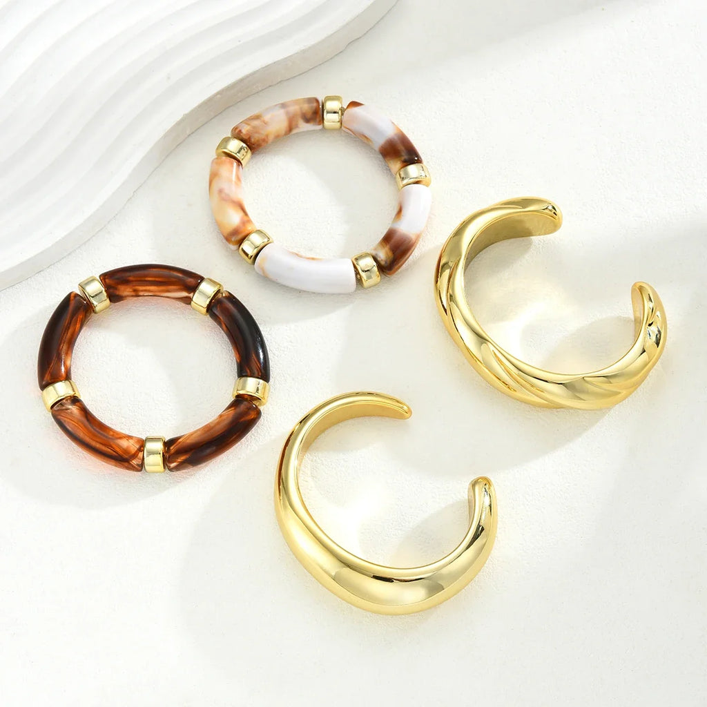 4pcs Vintage Resin Bracelet Set