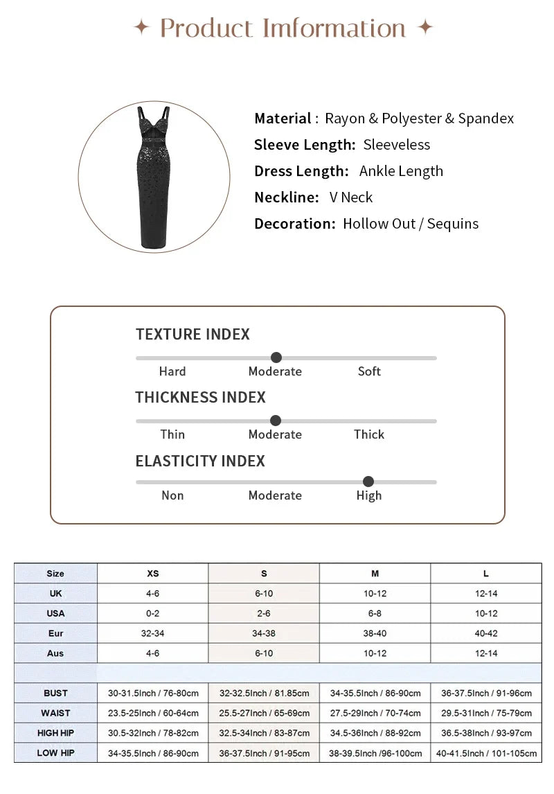 Luxury Sequins Cutout Maxi Dress
