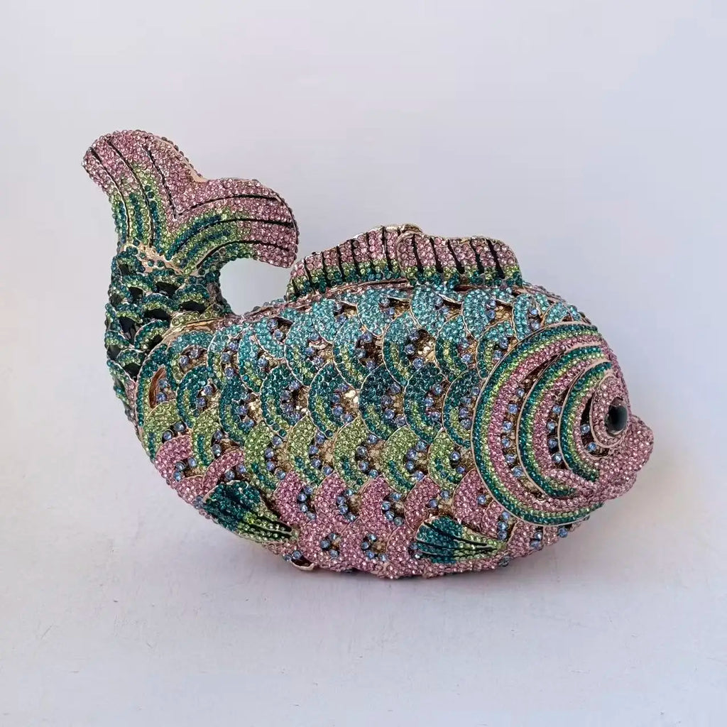 Fish Rhinestone Clutch Bag
