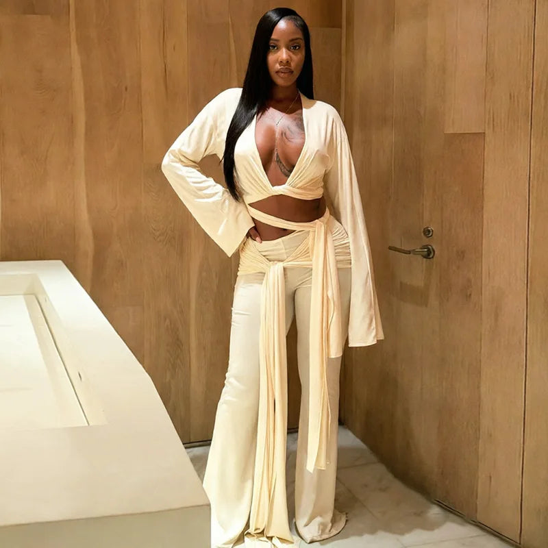 Alexis Ruched Flared Pants Set