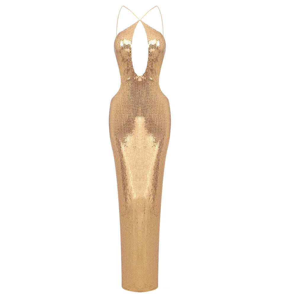 Aisha Sequins Backles Dress
