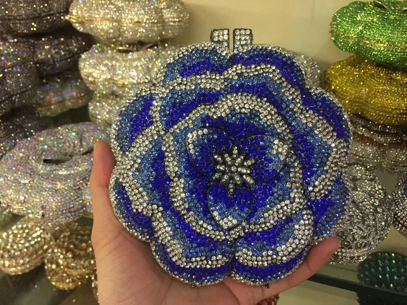 Floral Crystal Clutch Purse