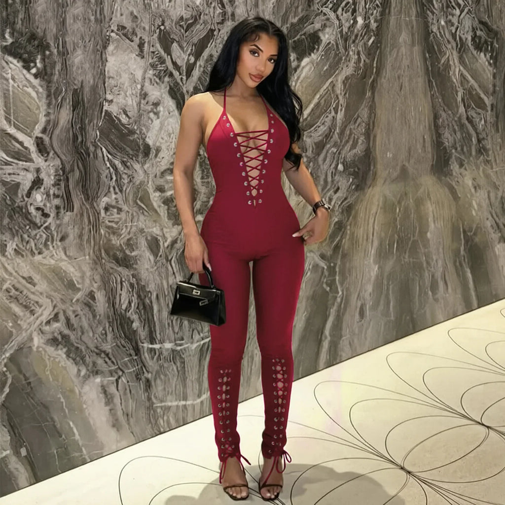 Olina Lace Up Jumpsuit