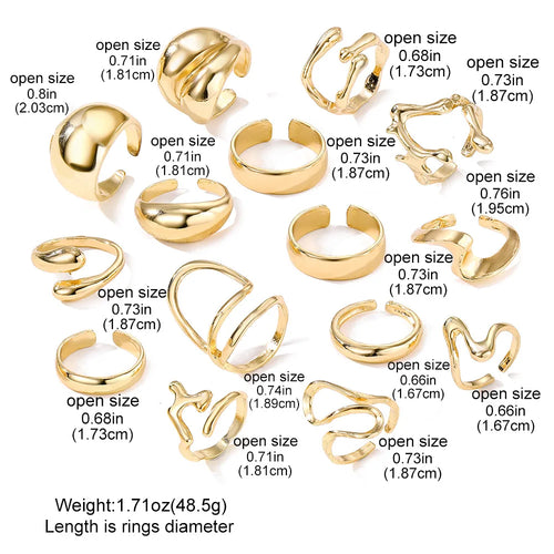 15Pcs Retro Boho Rings Set