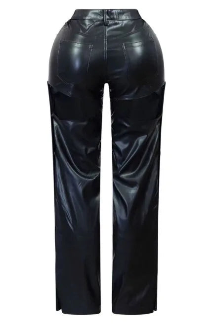 Leather Cutout Pants