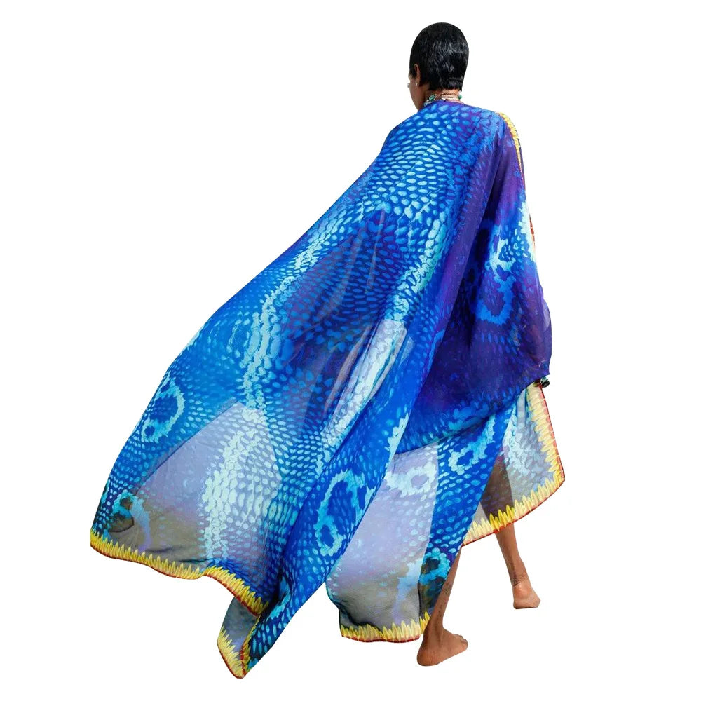 Kimono Chiffon Kaftan Maxi Dress