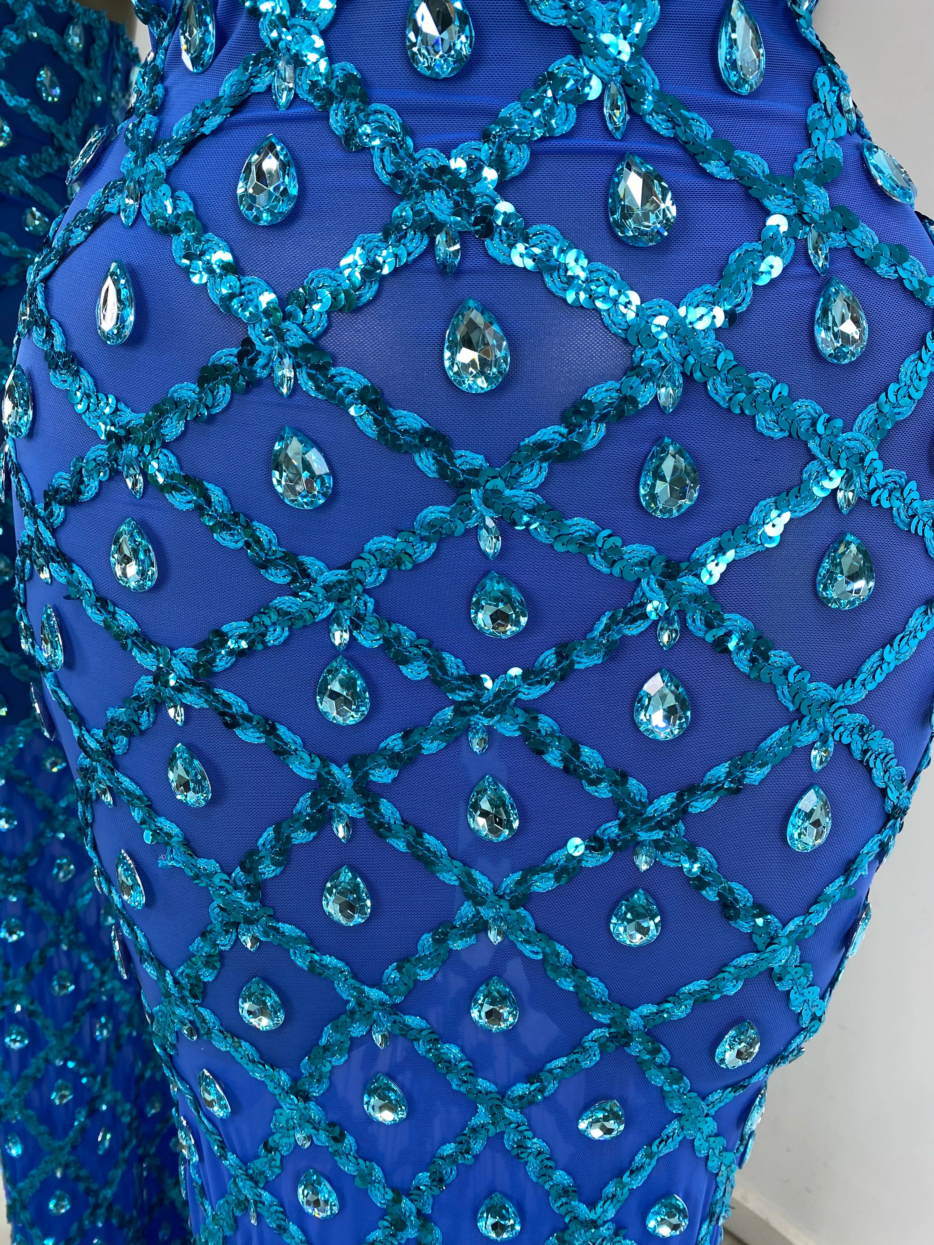 Blue Luxe Backless Maxi Dress