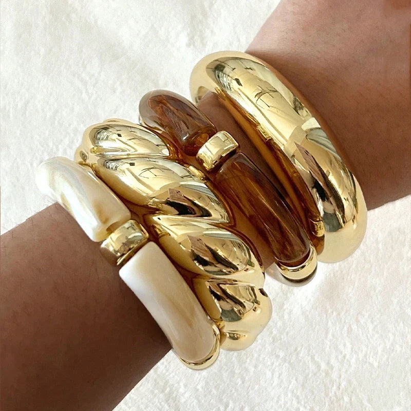 4pcs Vintage Resin Bracelet Set