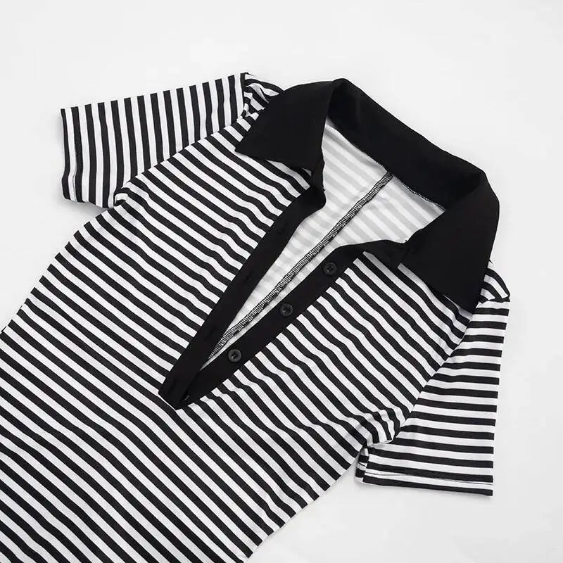 Deep V-Neck Striped Romper