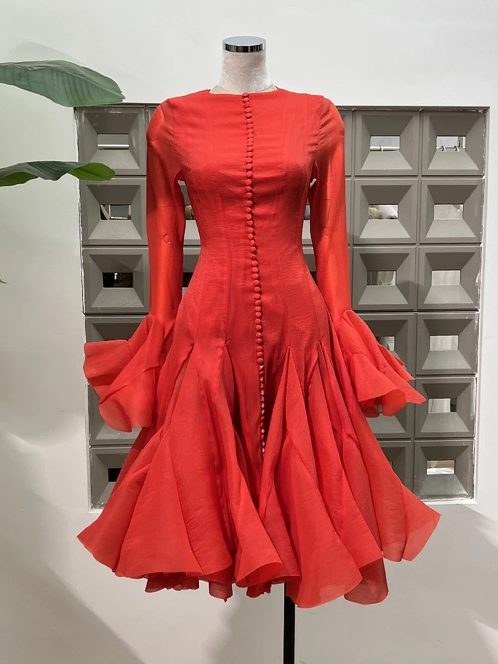 Lory Peated Flare Midi Dress