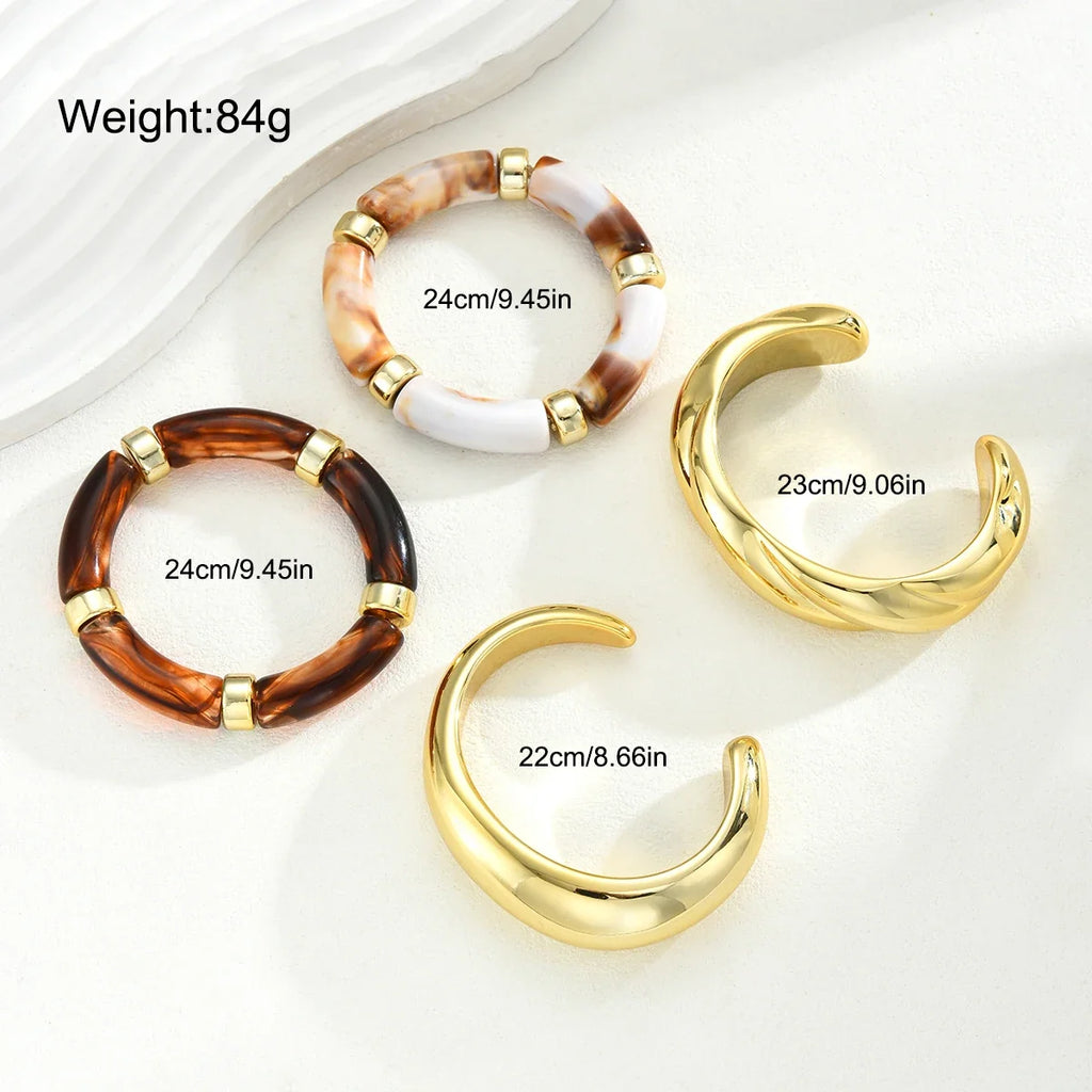 4pcs Vintage Resin Bracelet Set