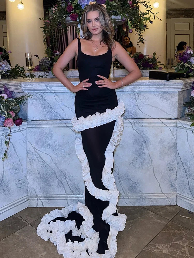 Artistic Gown Ruffled Maxi Dress