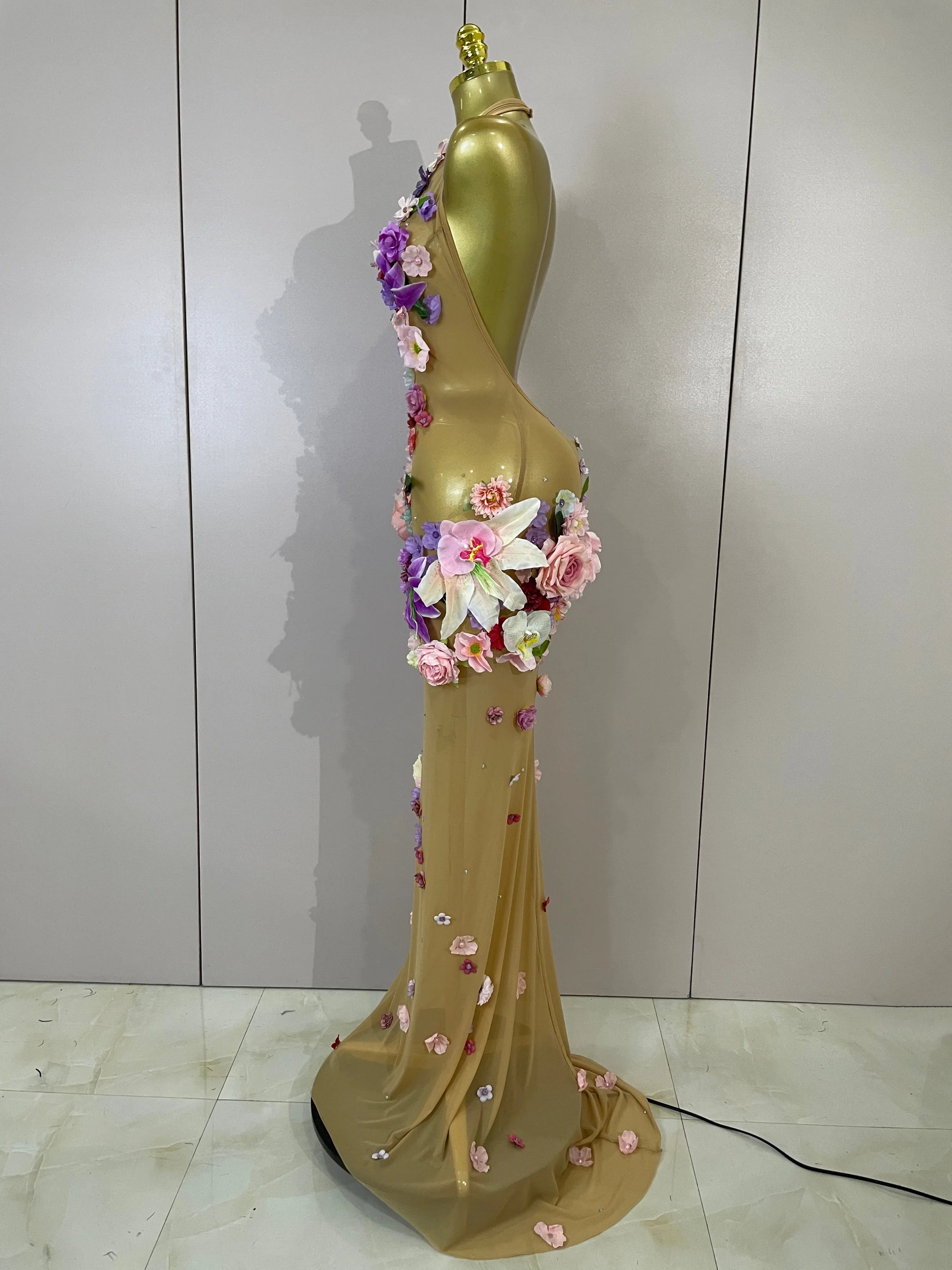 Luxe Flower Mesh Maxi Dress