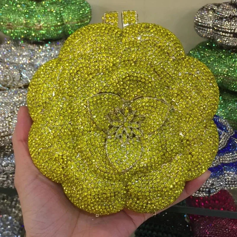 Floral Crystal Clutch Purse