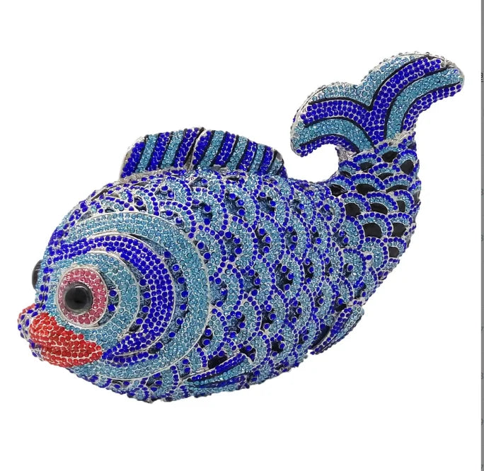 Fish Rhinestone Clutch Bag