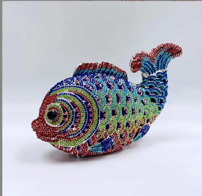 Fish Rhinestone Clutch Bag