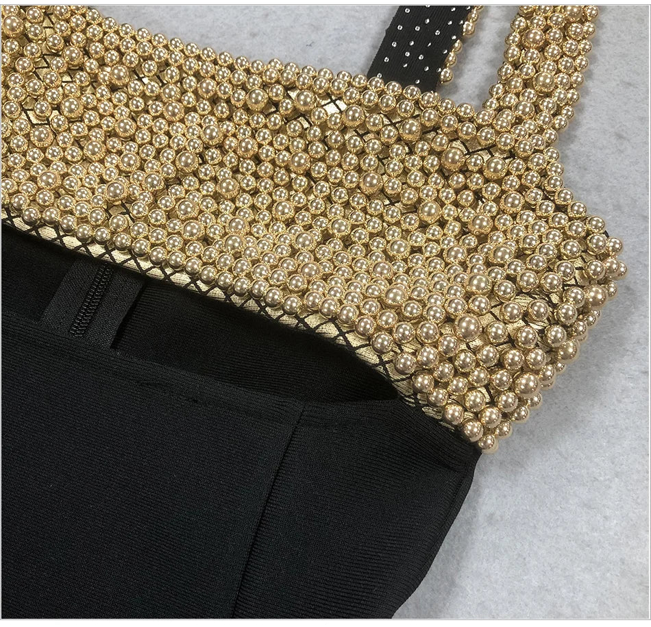 Pearls Embellished Bandage Dress