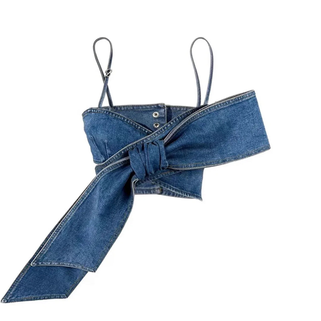 Bow Wrap Denim Set