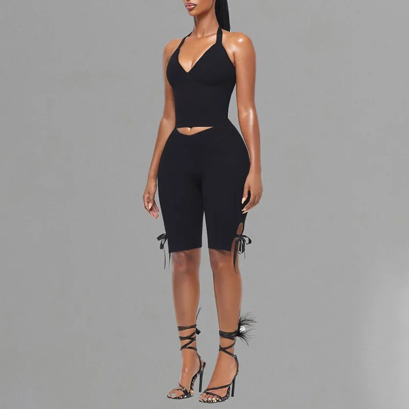 Bow Tie Capri Pants Set