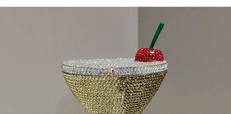 Cherry Goblet Rhinestone Clutch Bag