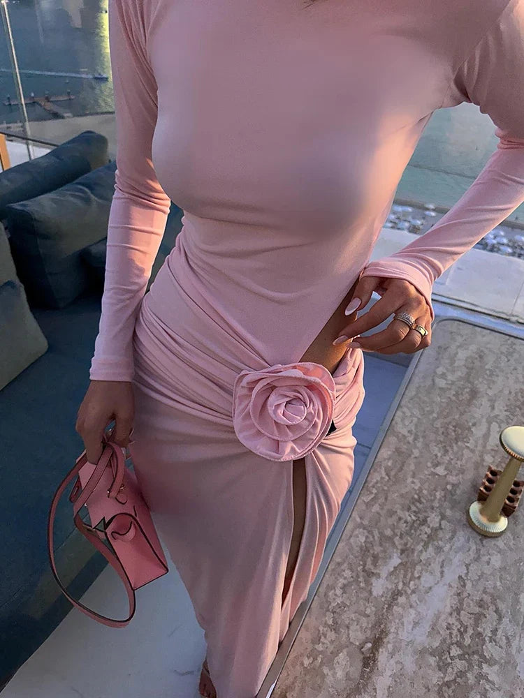 Chica Flower Pleated Midi Dress