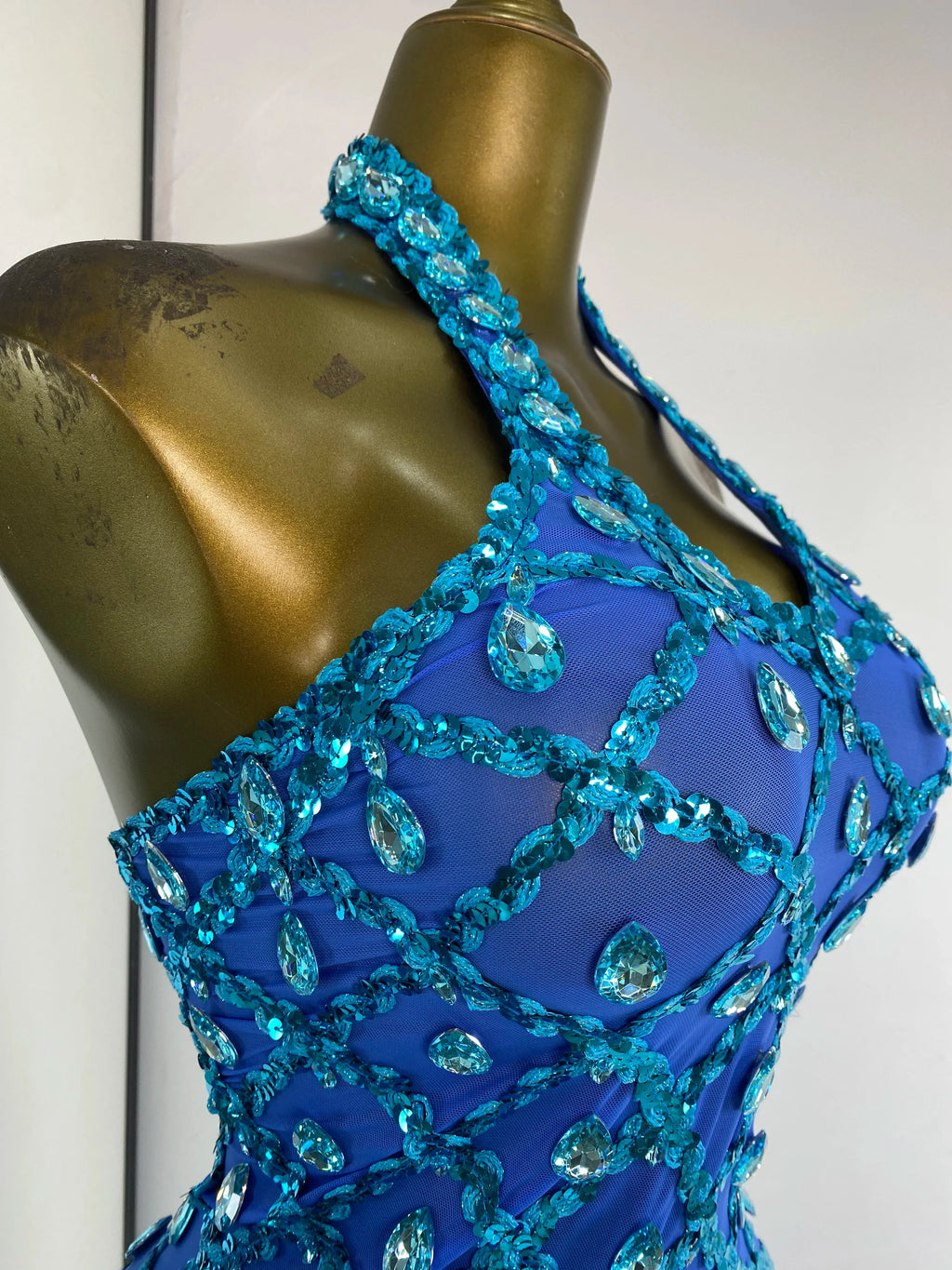 Blue Luxe Backless Maxi Dress