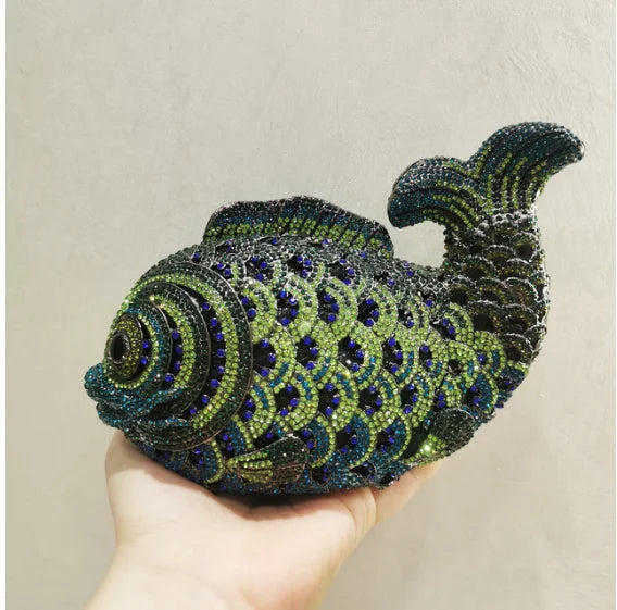 Fish Rhinestone Clutch Bag