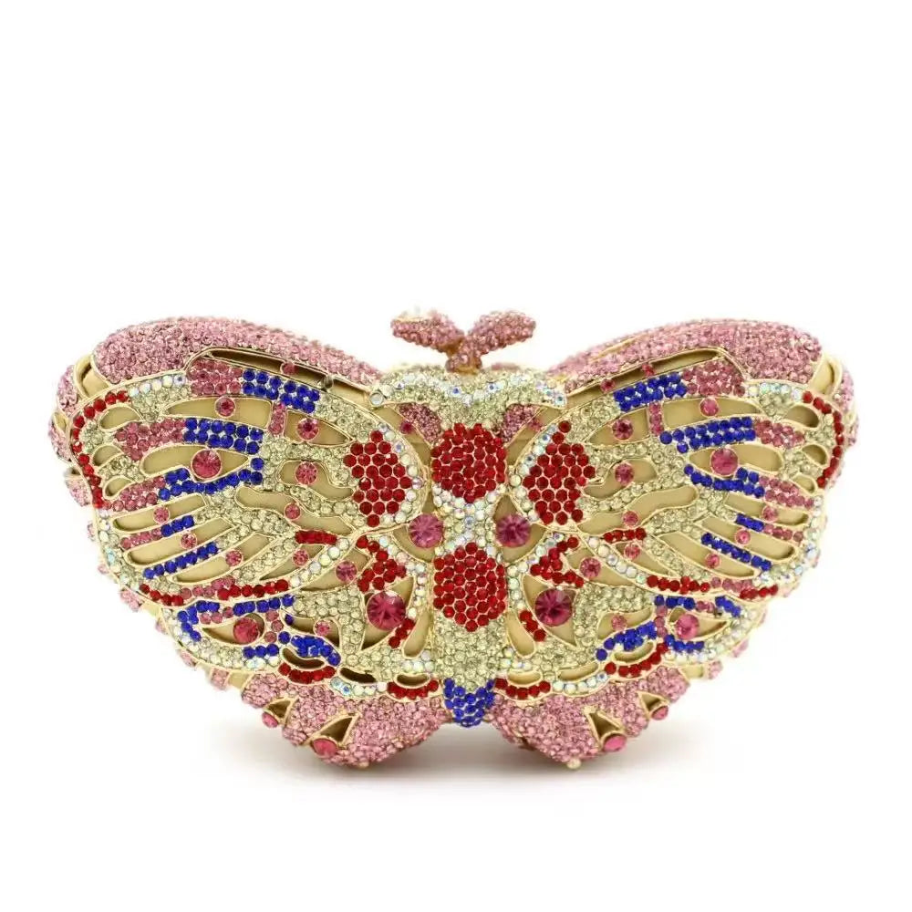 Butterfly Shaped Rhinestone Clutch Bag