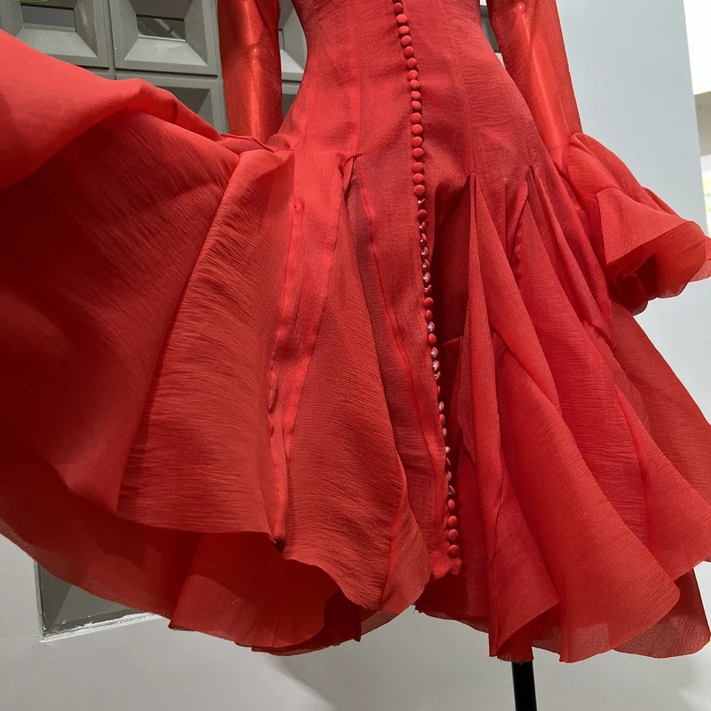 Lory Peated Flare Midi Dress