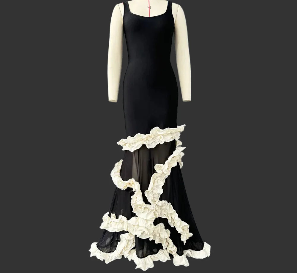 Artistic Gown Ruffled Maxi Dress