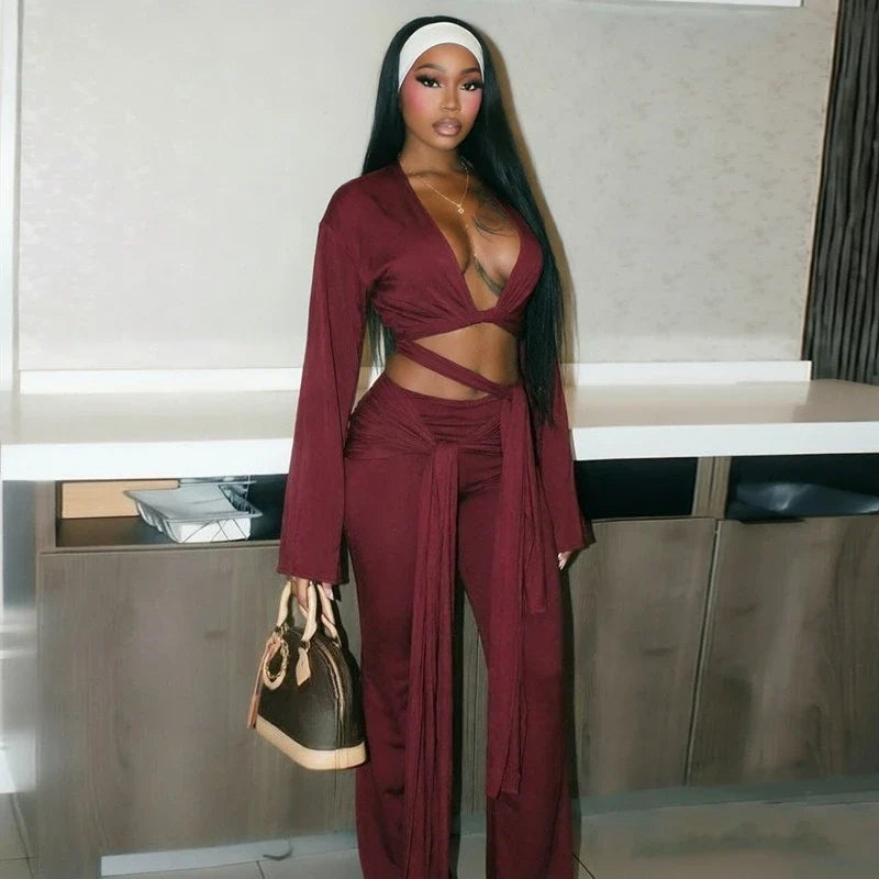 Alexis Ruched Flared Pants Set