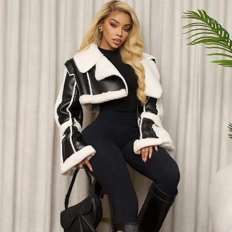 Fur Collar Crop Jacket