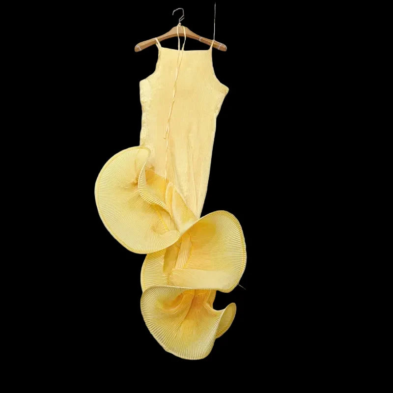 Asymmetrical Rolled Hem Mid Dress